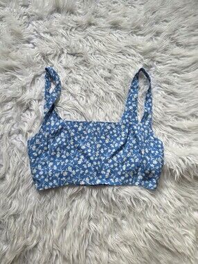 Reformation Blue Floral Square-Neck Crop Camisole